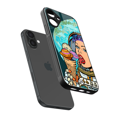 dessert space back phone cover | glass case for iphone 16 plus
