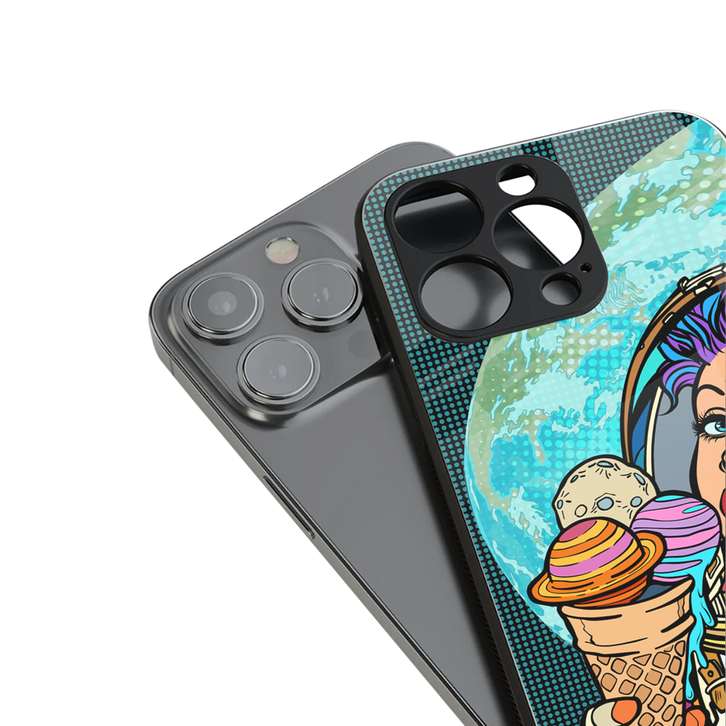 dessert space back phone cover | glass case for iphone 16 pro