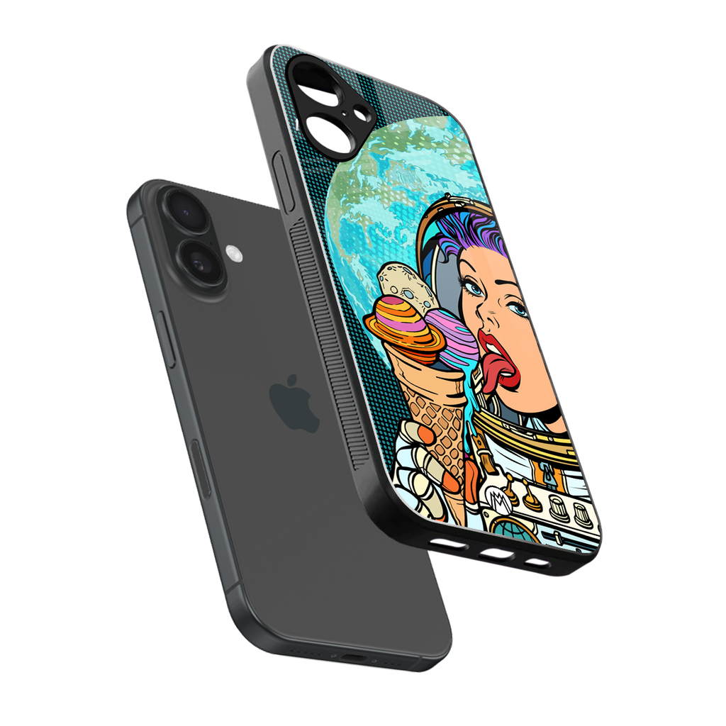 dessert space back phone cover | glass case for iphone 16