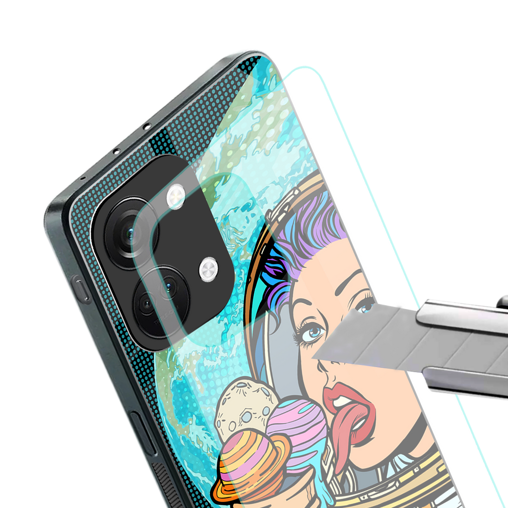 dessert space back phone cover | glass case for oneplus nord 3