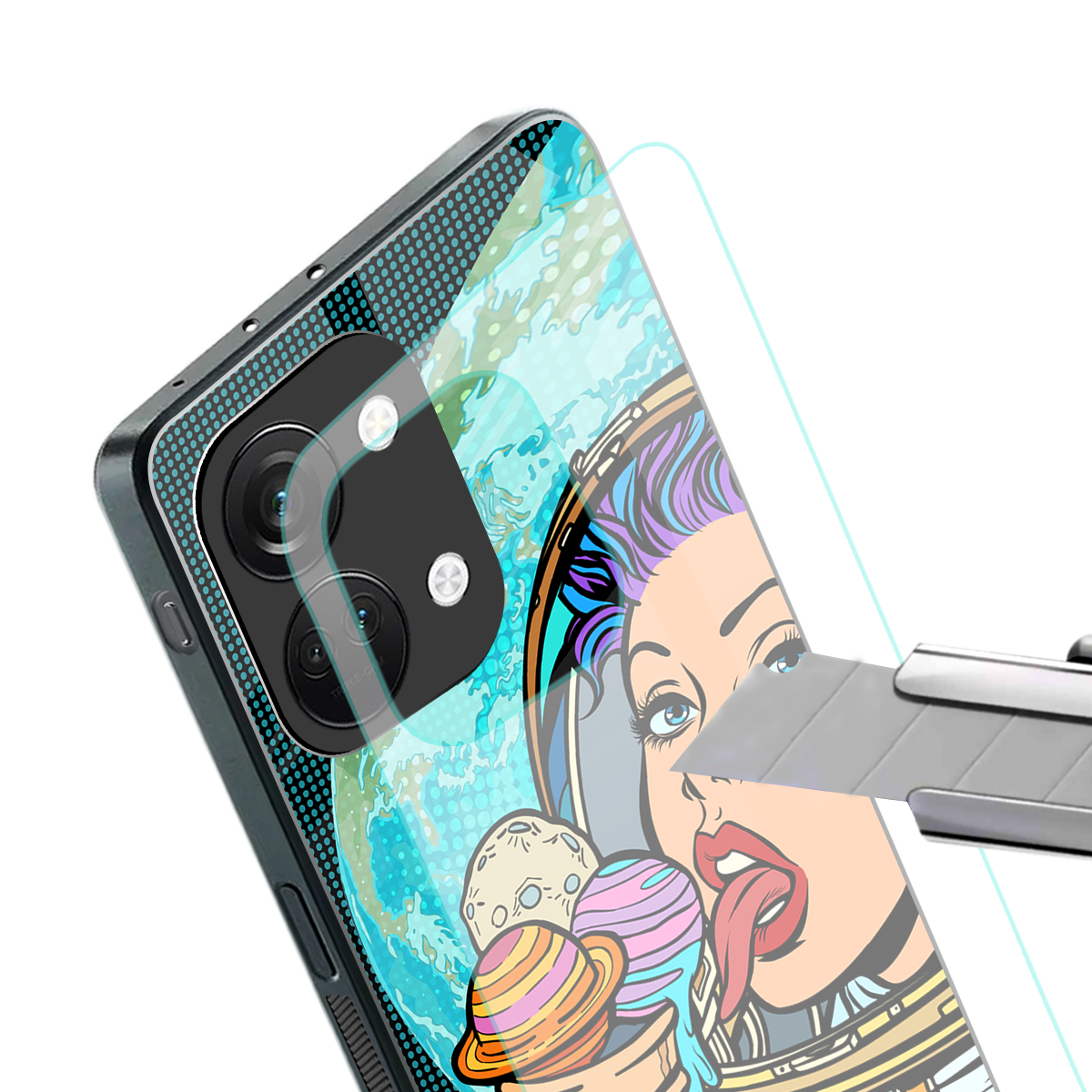 dessert space back phone cover | glass case for oneplus nord 3