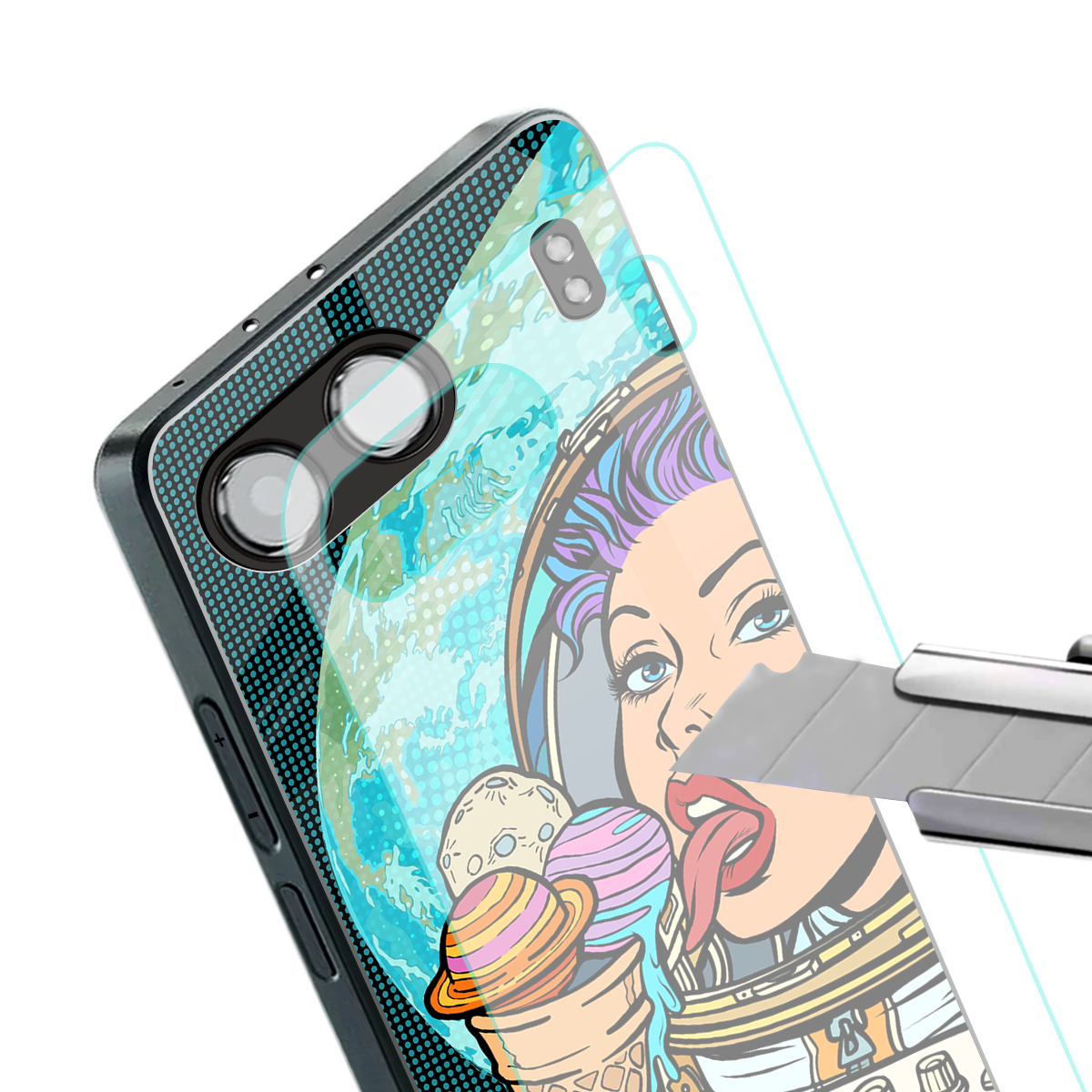 dessert space back phone cover | glass case for oneplus nord 4