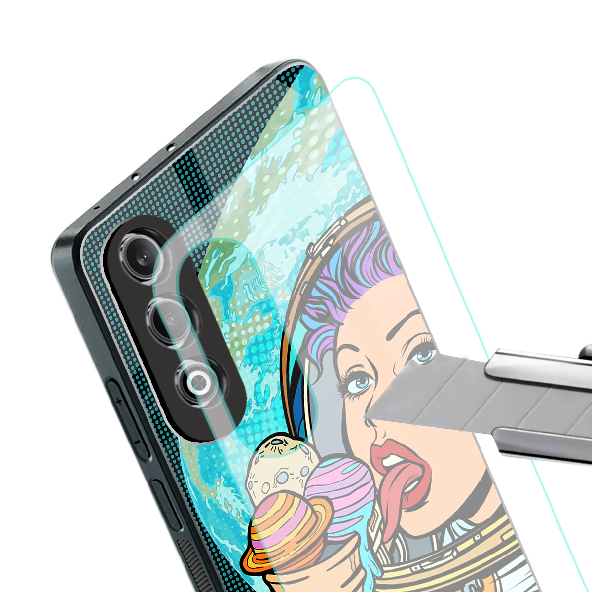 dessert space back phone cover | glass case for oneplus nord ce 4