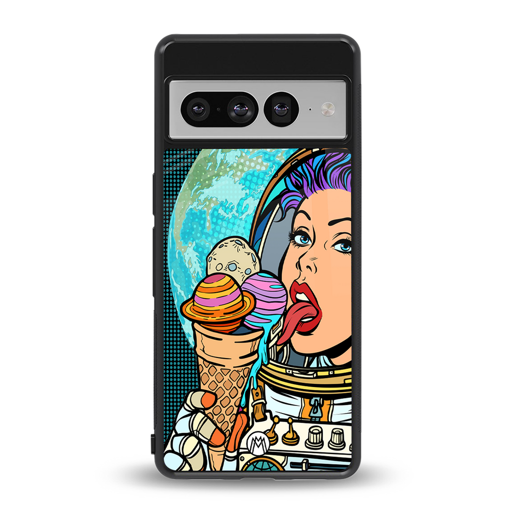 dessert space back phone cover | glass case for google pixel 7 pro