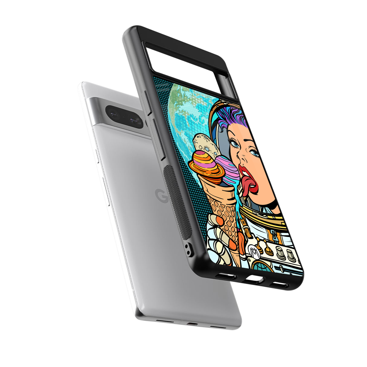 dessert space back phone cover | glass case for google pixel 7 pro