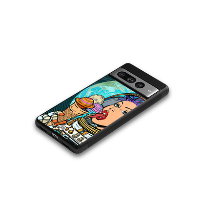 dessert space back phone cover | glass case for google pixel 7 pro