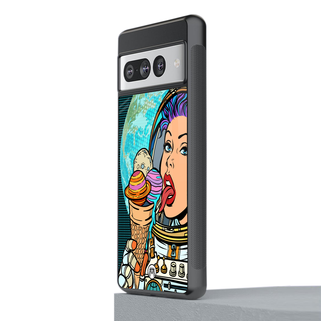 dessert space back phone cover | glass case for google pixel 7 pro