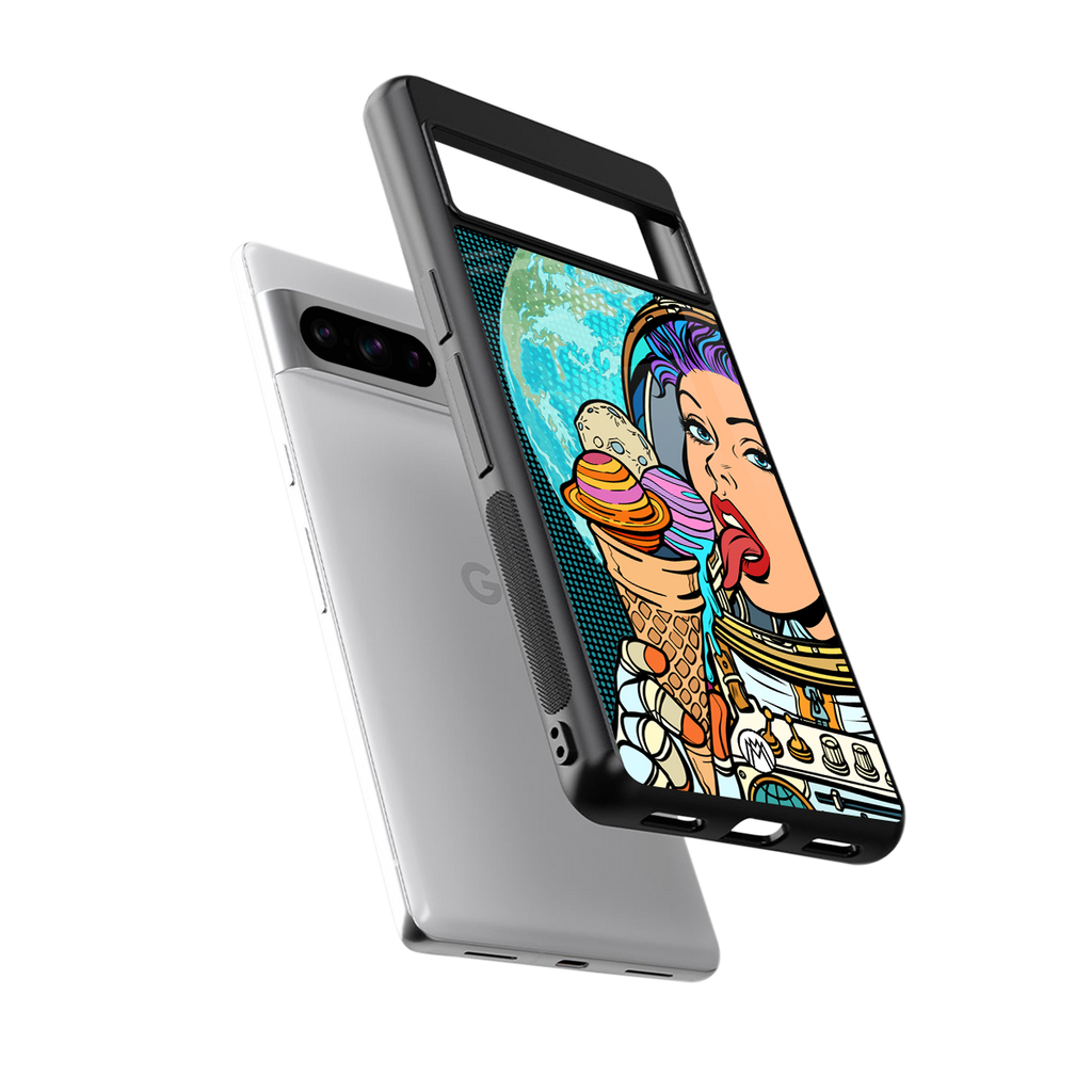 dessert space back phone cover | glass case for google pixel 8 pro