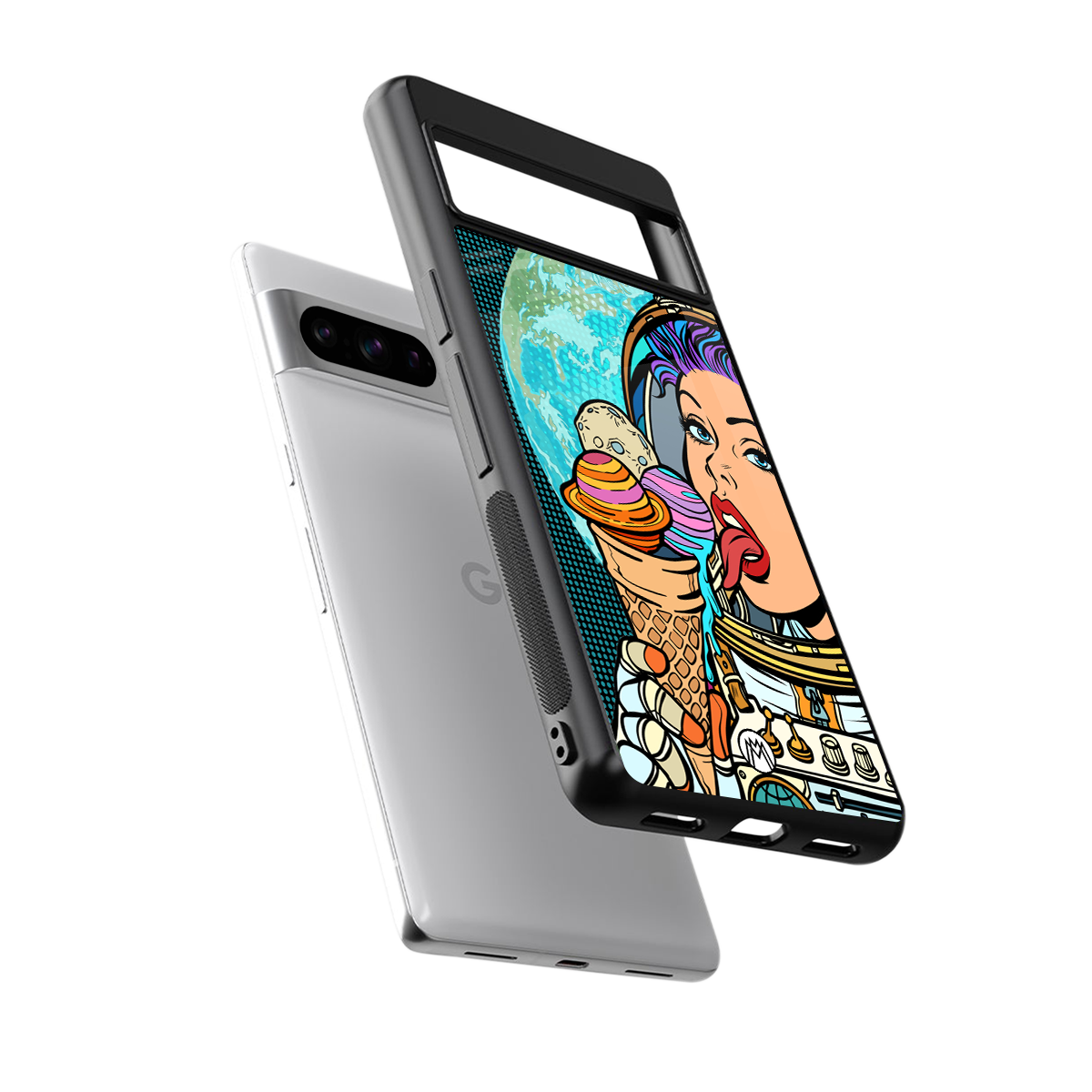 dessert space back phone cover | glass case for google pixel 8 pro