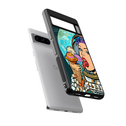 dessert space back phone cover | glass case for google pixel 8 pro
