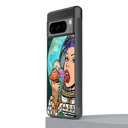 dessert space back phone cover | glass case for google pixel 8 pro
