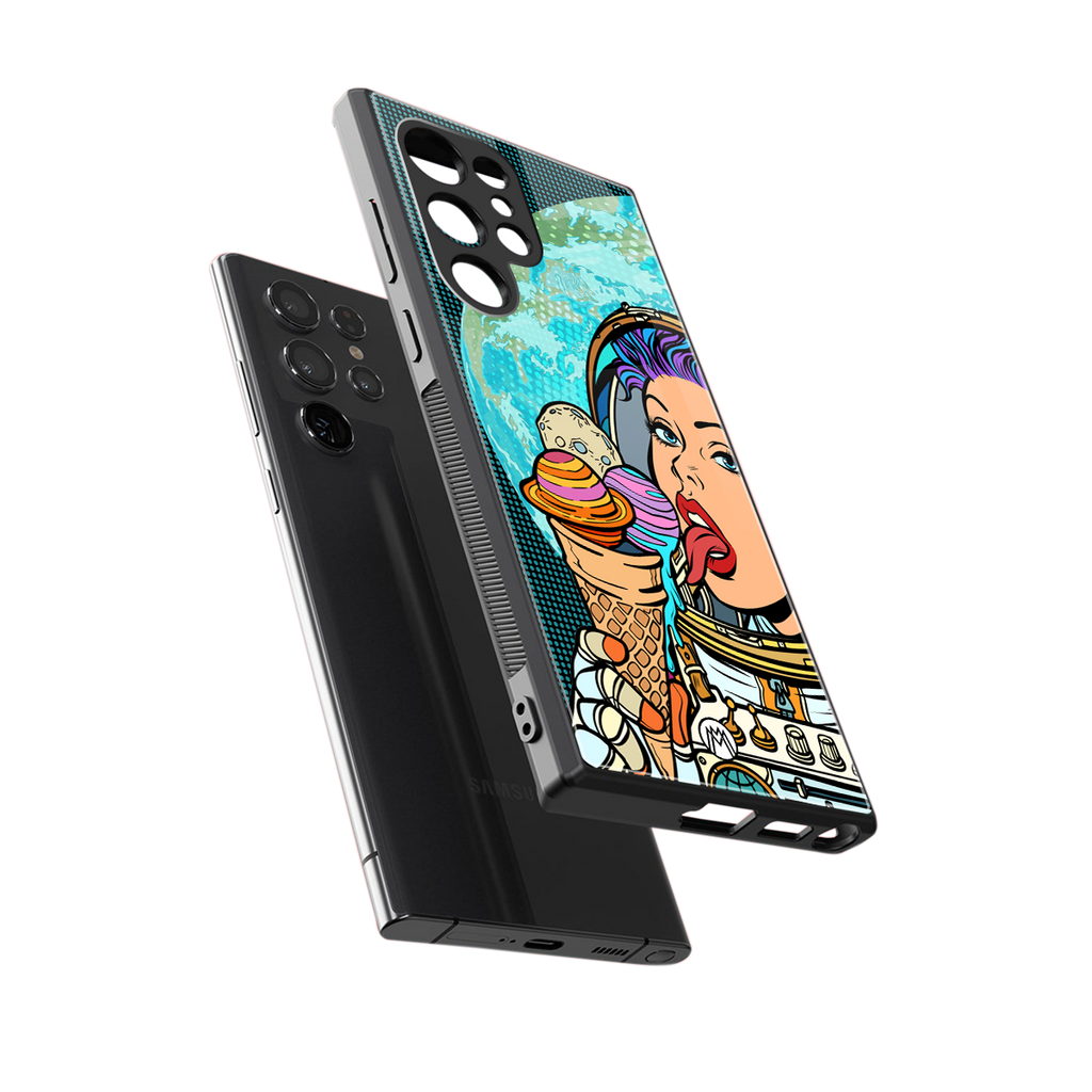 dessert space back phone cover | glass case for samsung galaxy s23 ultra