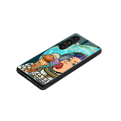 dessert space back phone cover | glass case for samsung galaxy s24 plus