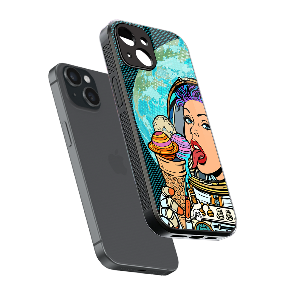 dessert space back phone cover | glass case for iphone 15