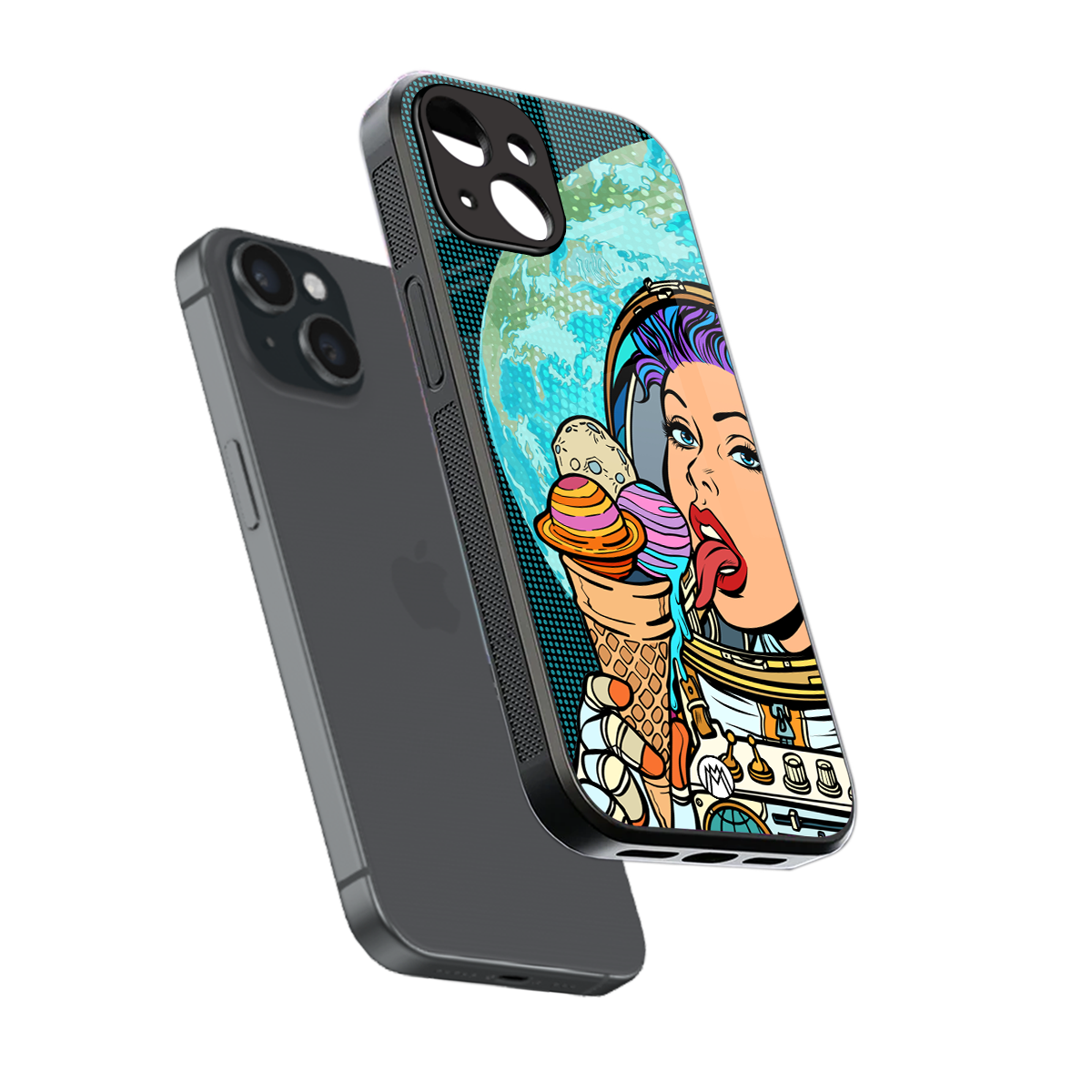 dessert space back phone cover | glass case for iphone 15
