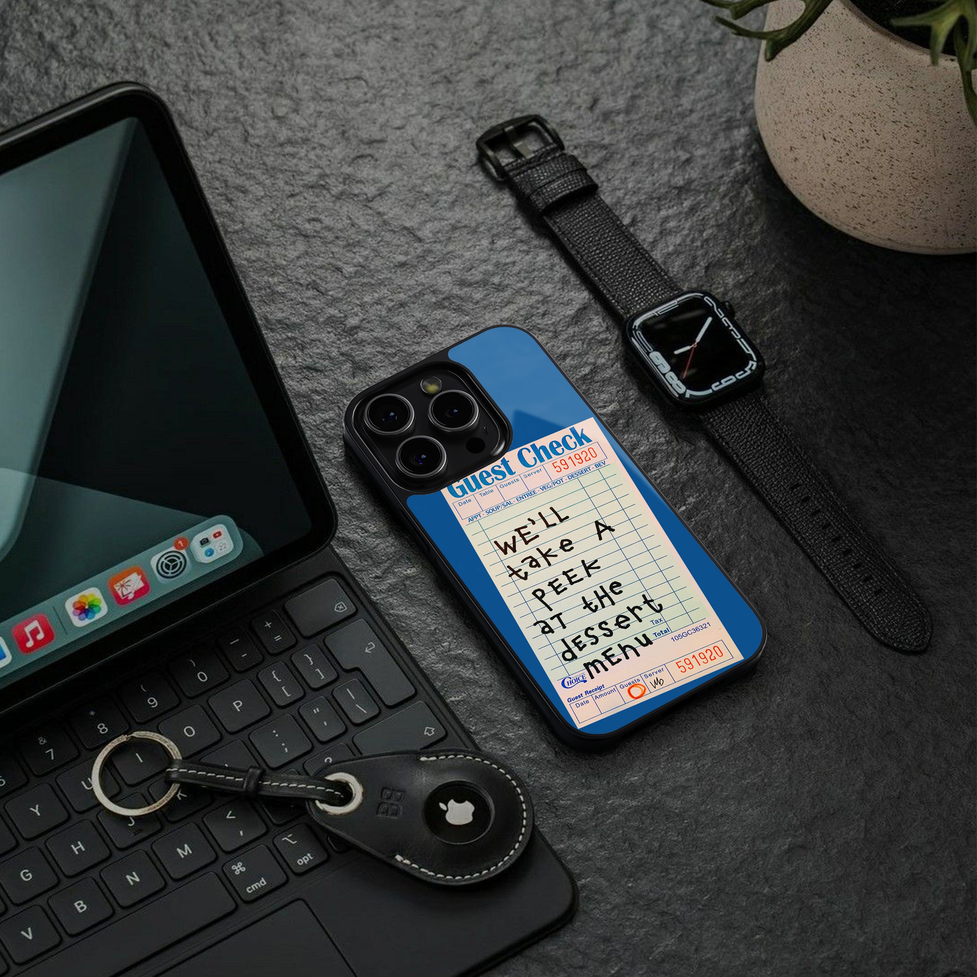 dessert menu back phone cover | glass case for iphone 15 plus