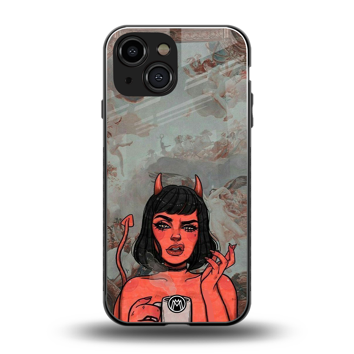 devil buys mymerchandize back phone cover | glass case for iphone 13 mini
