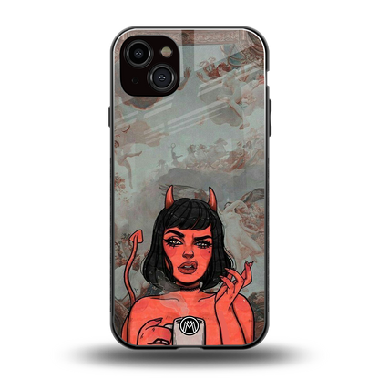 devil buys mymerchandize back phone cover | glass case for iphone 14 plus