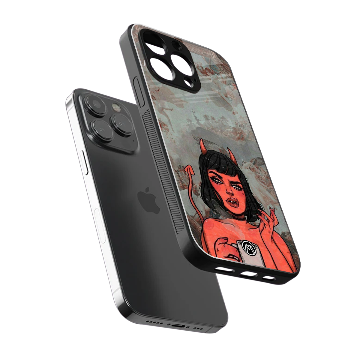 devil buys mymerchandize back phone cover | glass case for iphone 15 pro max