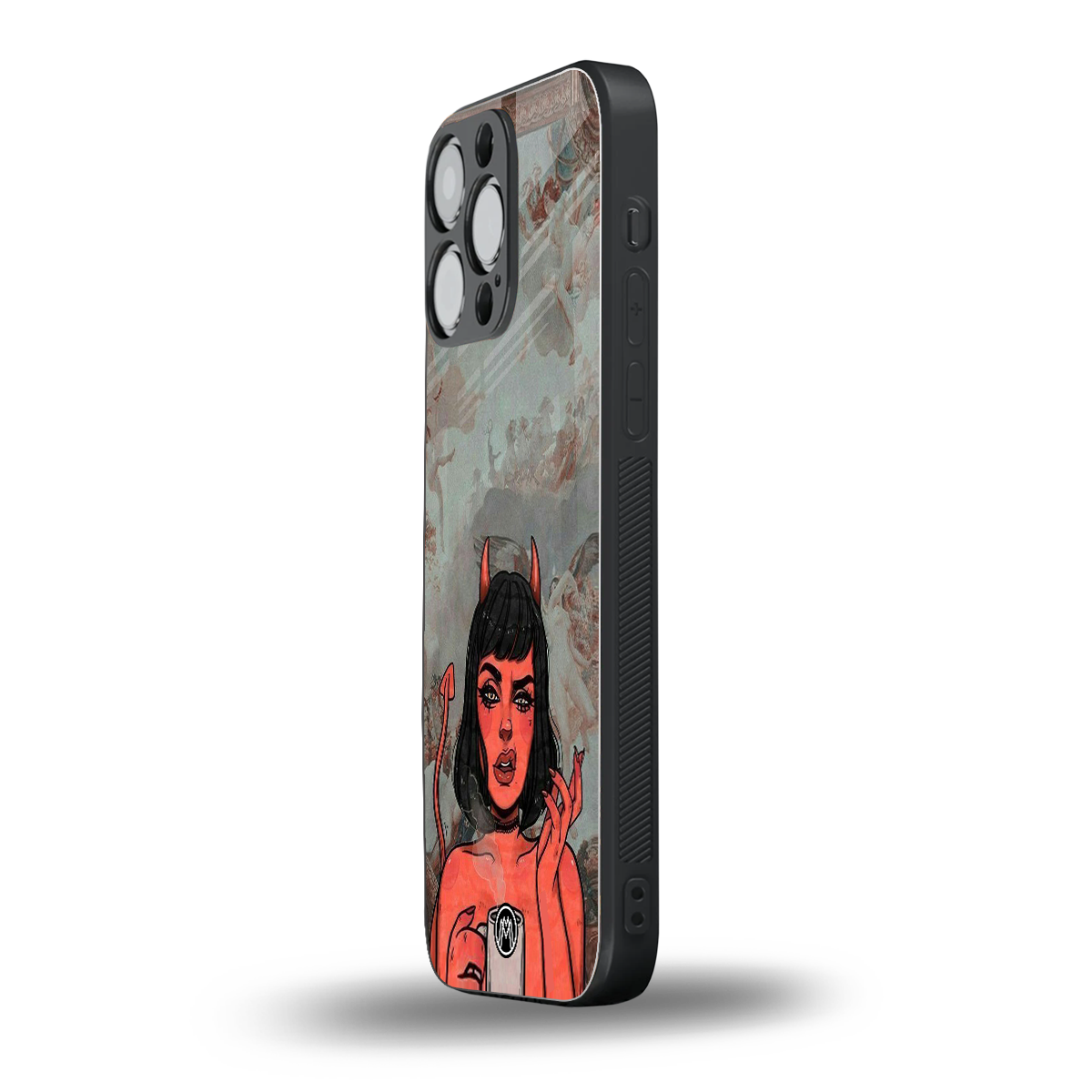devil buys mymerchandize back phone cover | glass case for iphone 15 pro max