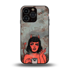 devil buys mymerchandize back phone cover | glass case for iphone 15 pro