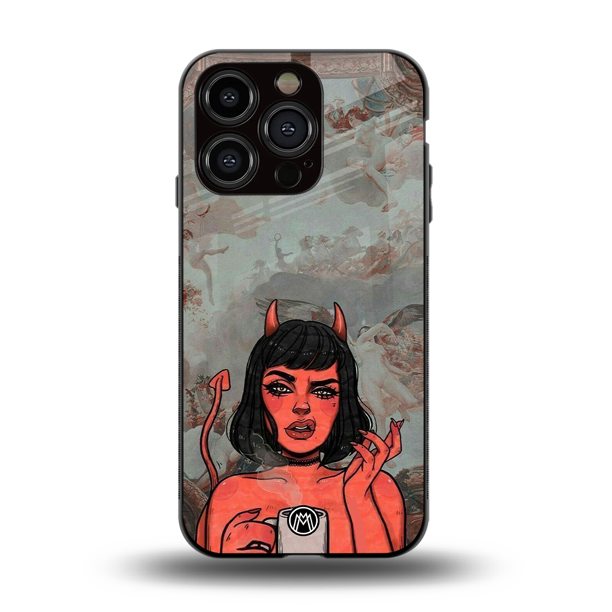 devil buys mymerchandize back phone cover | glass case for iphone 15 pro