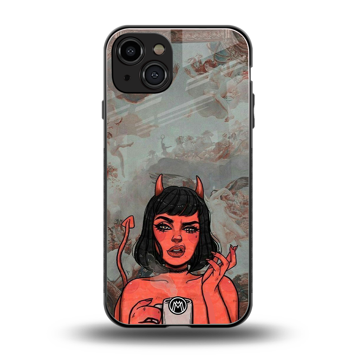 devil buys mymerchandize back phone cover | glass case for iphone 15