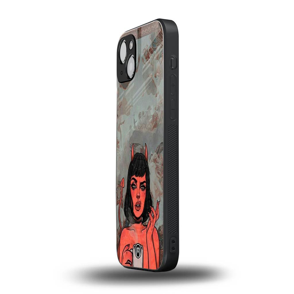 devil buys mymerchandize back phone cover | glass case for iphone 15