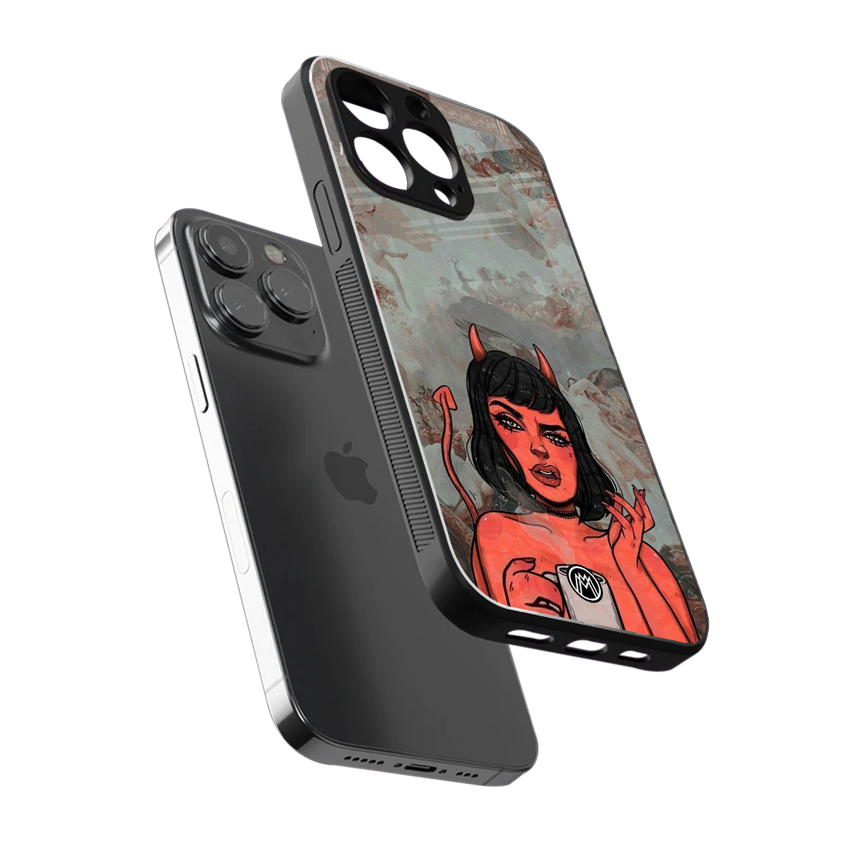 devil buys mymerchandize back phone cover | glass case for iphone 15 pro