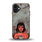 devil buys mymerchandize back phone cover | glass case for iphone 16 plus