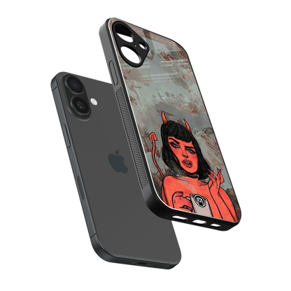 devil buys mymerchandize back phone cover | glass case for iphone 16 plus