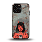 devil buys mymerchandize back phone cover | glass case for iphone 16 pro max
