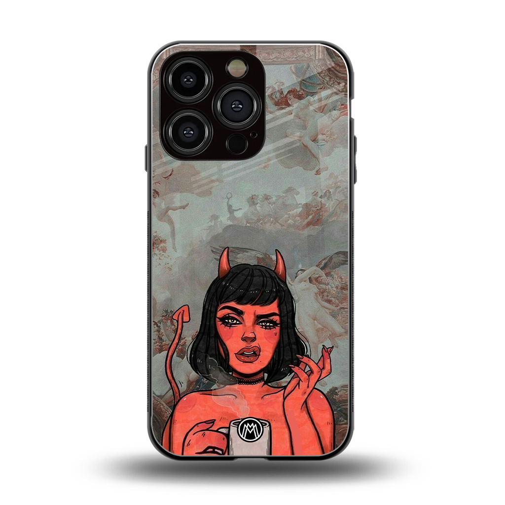 devil buys mymerchandize back phone cover | glass case for iphone 16 pro