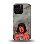devil buys mymerchandize back phone cover | glass case for iphone 16 pro