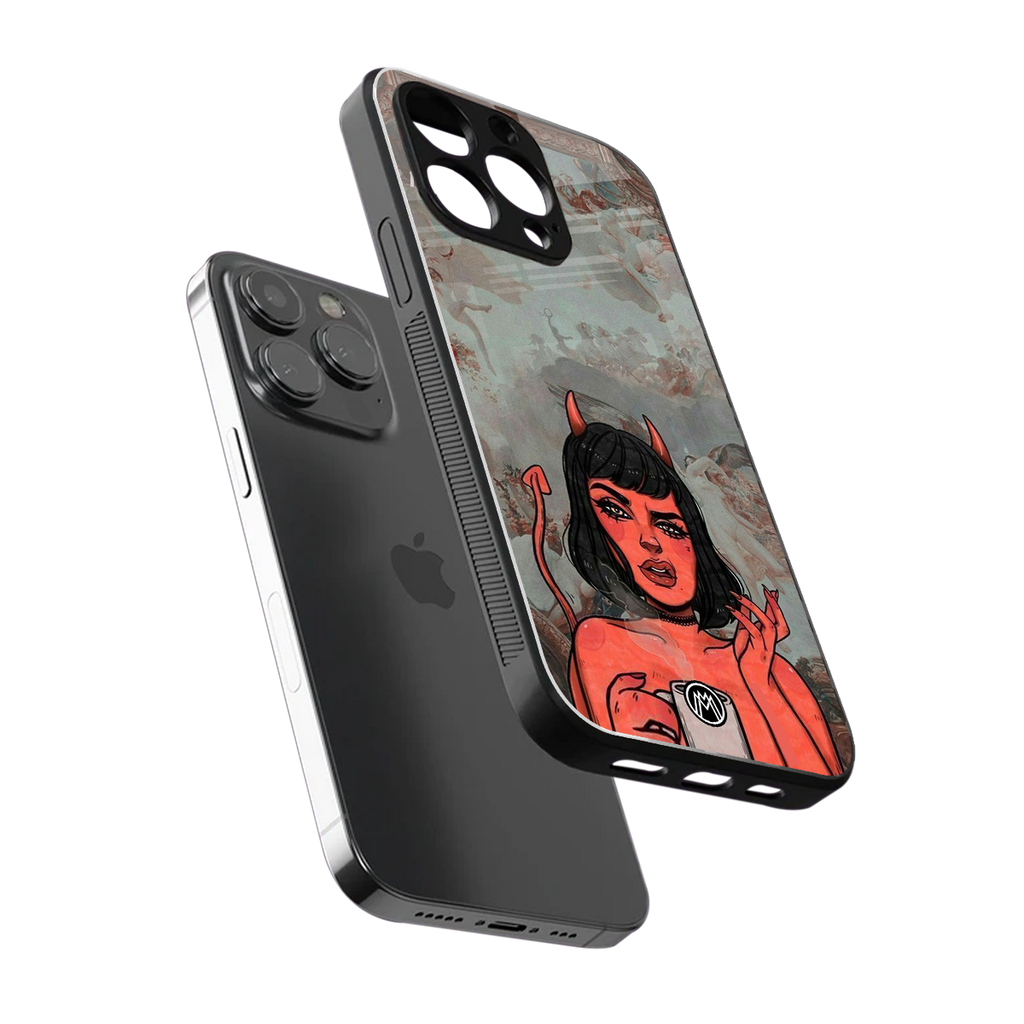 devil buys mymerchandize back phone cover | glass case for iphone 16 pro