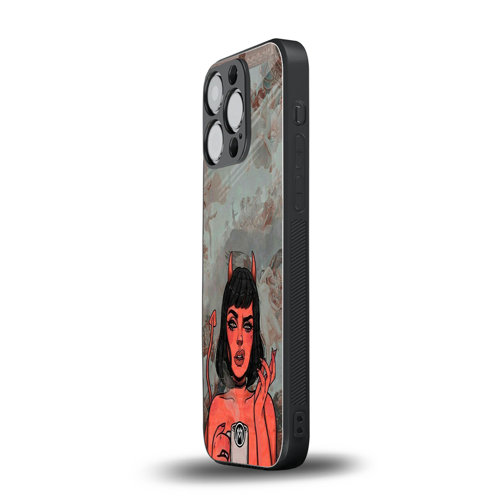 devil buys mymerchandize back phone cover | glass case for iphone 16 pro