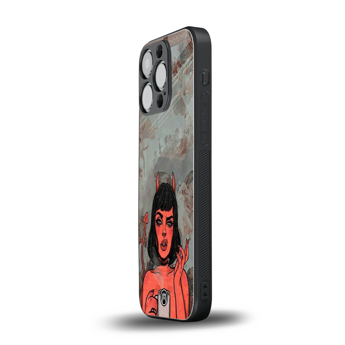 devil buys mymerchandize back phone cover | glass case for iphone 16 pro