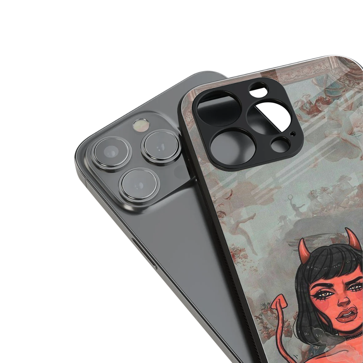devil buys mymerchandize back phone cover | glass case for iphone 16 pro