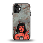 devil buys mymerchandize back phone cover | glass case for iphone 16