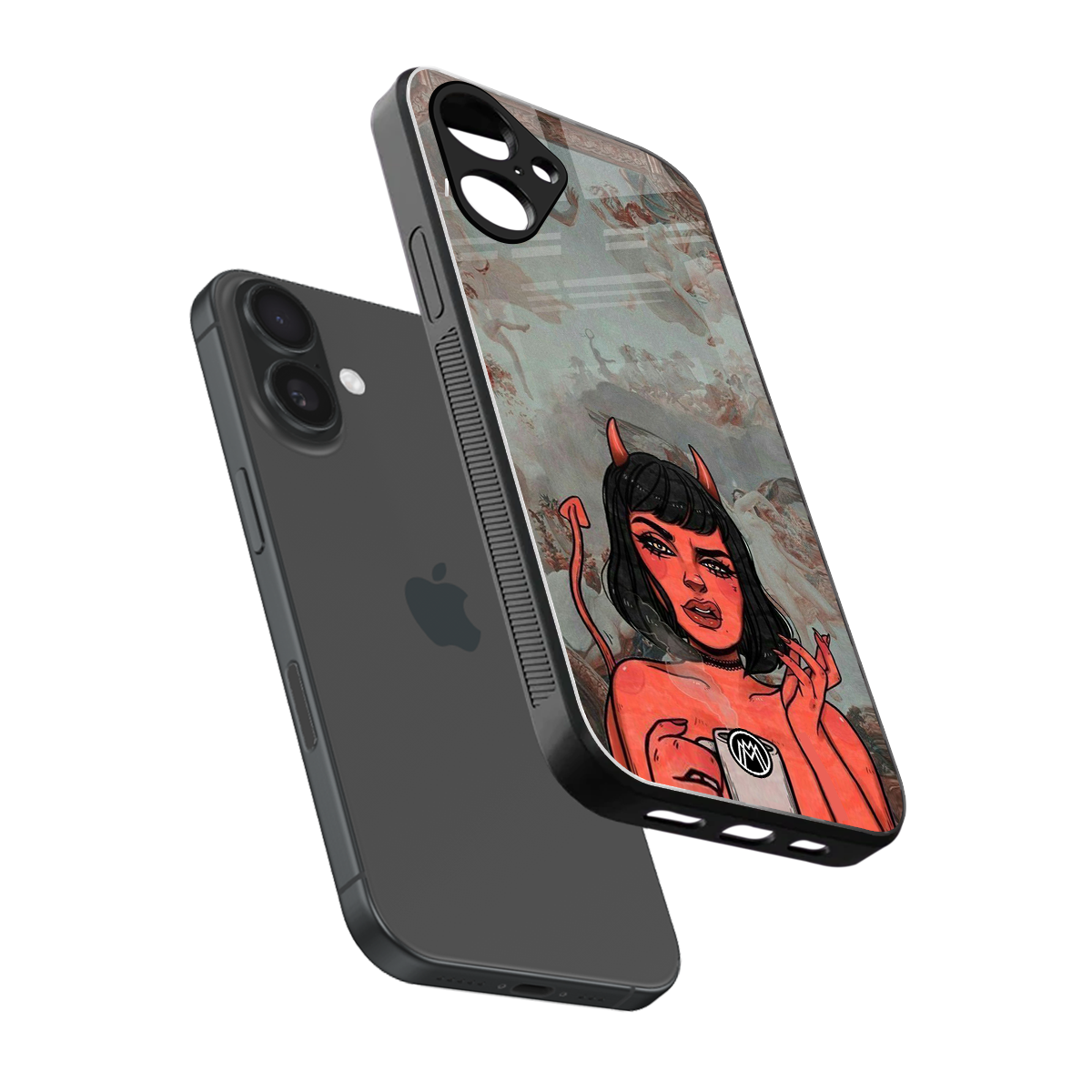devil buys mymerchandize back phone cover | glass case for iphone 16