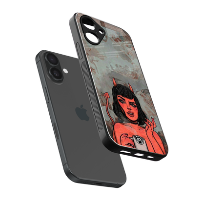 devil buys mymerchandize back phone cover | glass case for iphone 16
