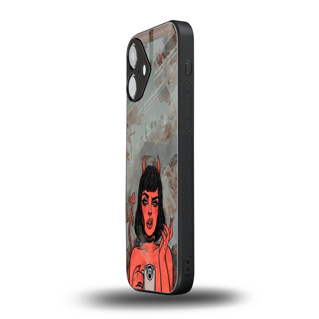 devil buys mymerchandize back phone cover | glass case for iphone 16