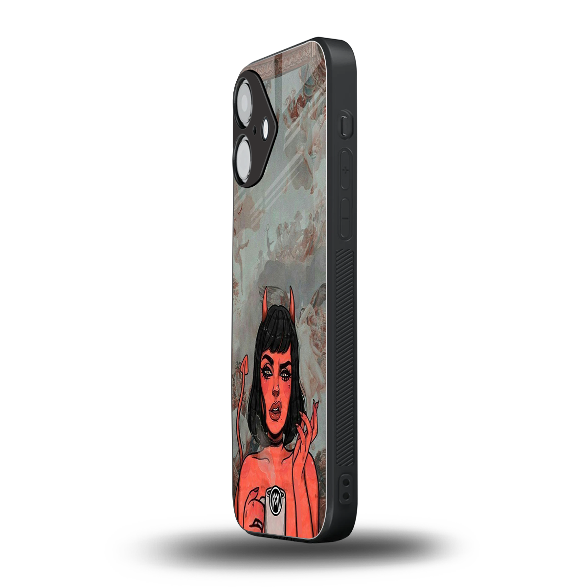 devil buys mymerchandize back phone cover | glass case for iphone 16
