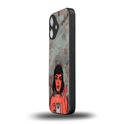 devil buys mymerchandize back phone cover | glass case for iphone 16