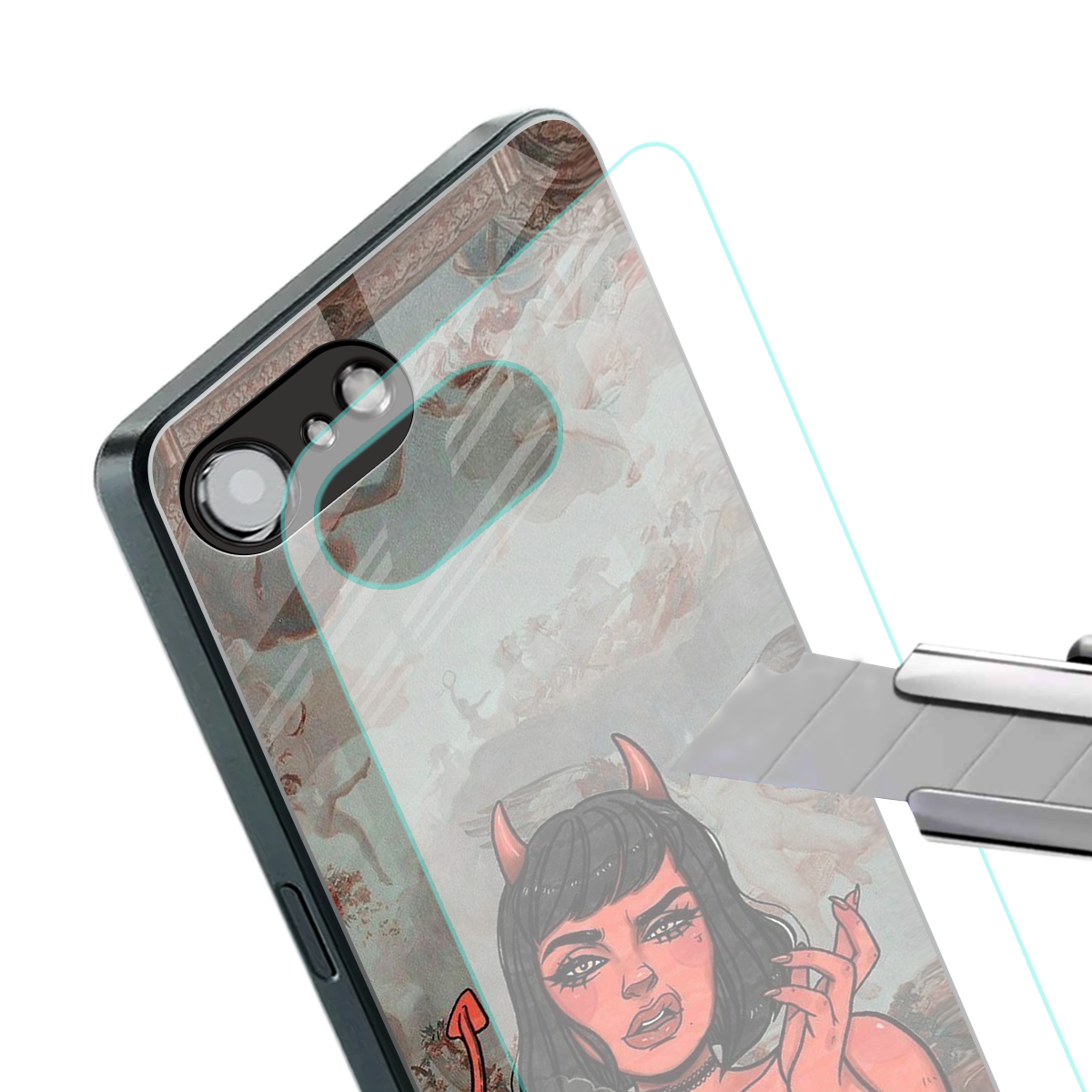 devil buys mymerchandize back phone cover | glass case for iphone 16e