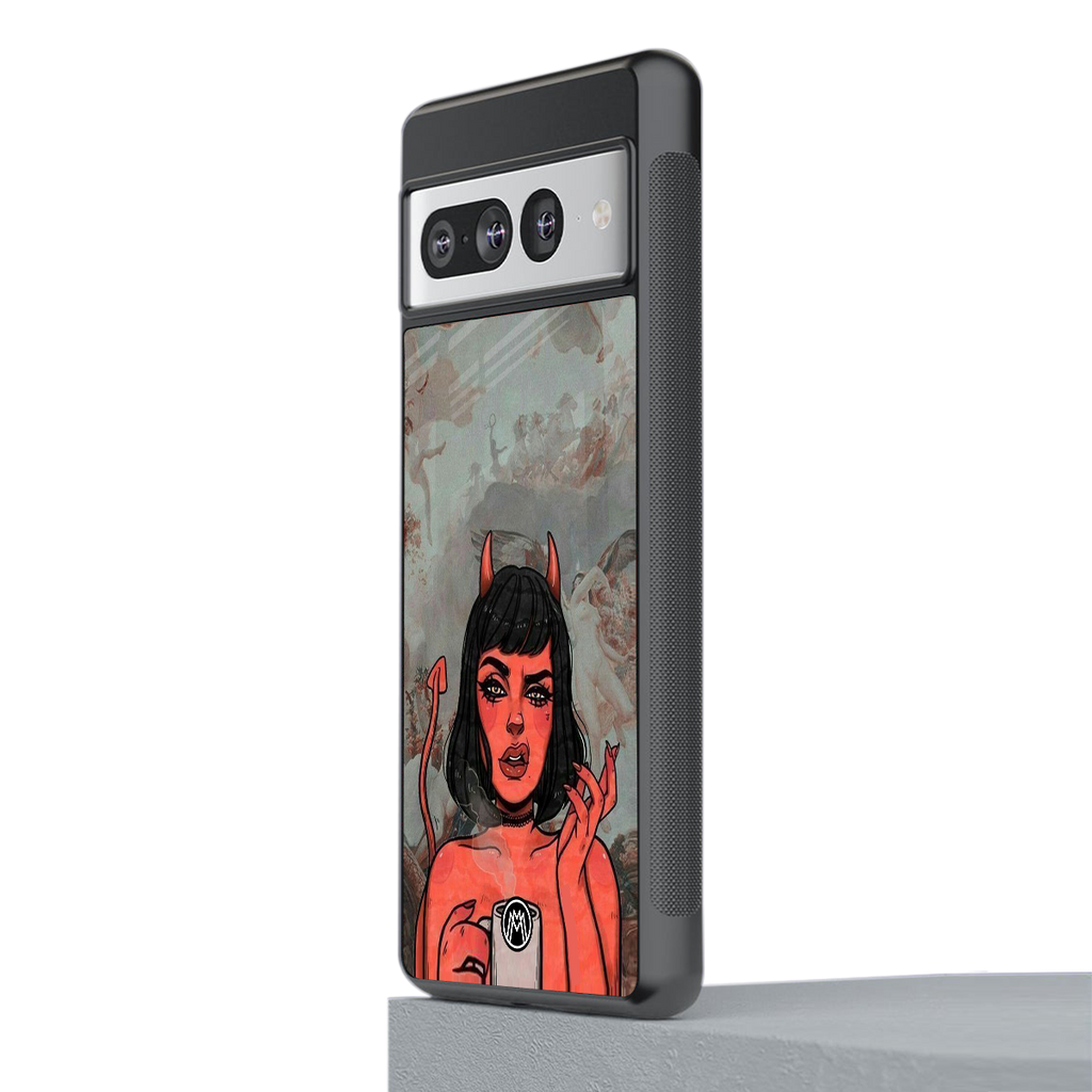 devil buys mymerchandize back phone cover | glass case for google pixel 7 pro
