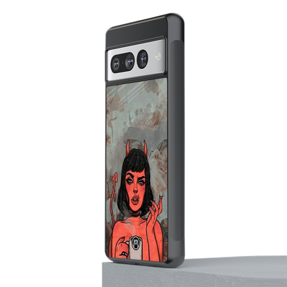 devil buys mymerchandize back phone cover | glass case for google pixel 7 pro