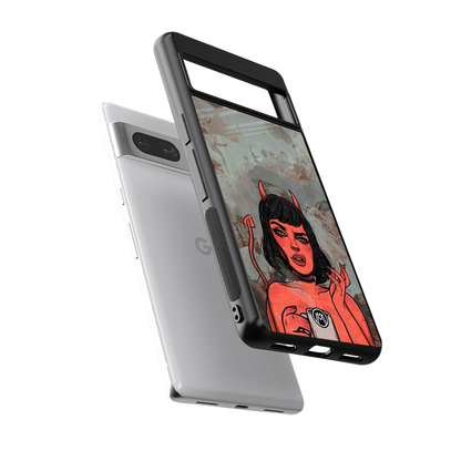 devil buys mymerchandize back phone cover | glass case for Google Pixel 7A