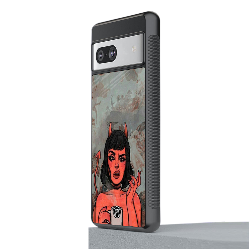 devil buys mymerchandize back phone cover | glass case for Google Pixel 7