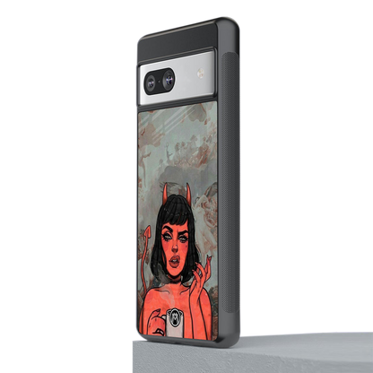devil buys mymerchandize back phone cover | glass case for Google Pixel 7A
